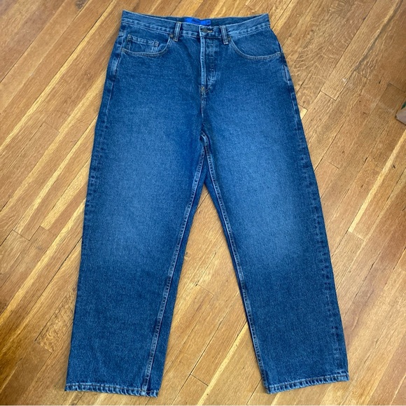 DC Jeans Worker Baggy Men’s Blue Denim Jeans Button Front Actual Measures 36x30 - Picture 1 of 15